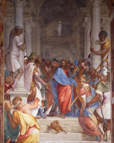 Adúltera ante Cristo, fresco de Camillo Boccaccino (1501-1546) en el presbiterio de la iglesia de San Sigismondo, Cremona, Italia de Camillo Boccaccino
