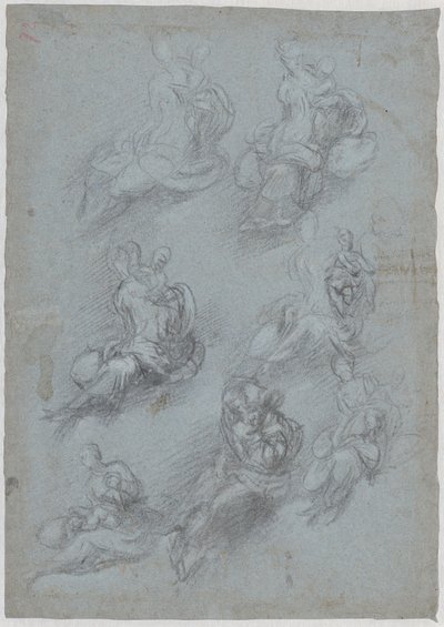 Estudios para la Virgen y el Niño (recto) de Camillo Boccaccino