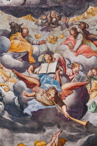 Ángeles tocando música, detalle del Juicio Final (fresco) de Camillo Procaccini