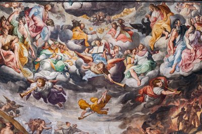 Ángeles tocando música, detalle del Juicio Final (fresco) de Camillo Procaccini