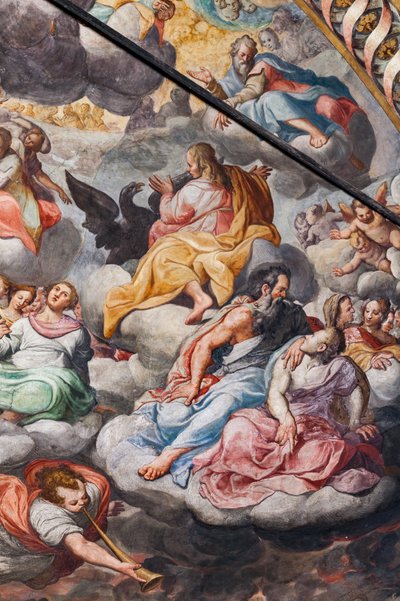 Ángeles tocando música, detalle del Juicio Final (fresco) de Camillo Procaccini