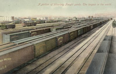 Parte de los patios de carga de Winnepeg, los mayores del mundo, Canadá (foto en color) de Canadian Photographer