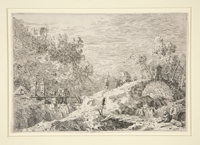 Paisaje de montaña con cinco puentes, del Vedute (Vistas) de Canaletto (Giovanni Antonio Canal)