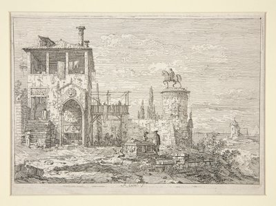 El Monumento Ecuestre, de la serie Vedute (Vistas) de Canaletto (Giovanni Antonio Canal)