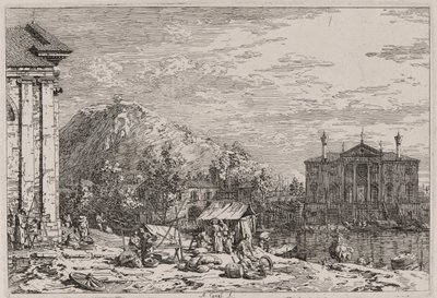 El mercado de Dolo, de la serie Vedute (Vistas) de Canaletto (Giovanni Antonio Canal)