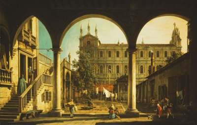 Un capricho de la Scuola di San Marco, Venecia, desde el Palazzo Grifalconi-Loredan de Giovanni Antonio Canal