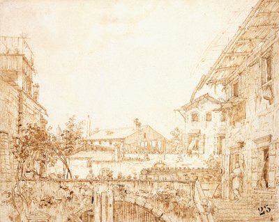 Vista de una terraza en Padua de Giovanni Antonio Canal
