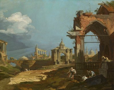 Canaletto - Vista de un Capriccio con arco apuntado 1742-44 de Canaletto