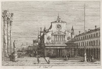 Vista Imaginaria de S. Giacomo di Rialto de Canaletto