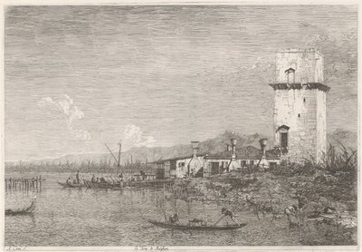 La Torre de Malghera Rostros en lugares existentes e inventados (título de la serie) Vedute altre prese da i Luoghi altre ideate da Antonio Canal (título de la serie) de Canaletto