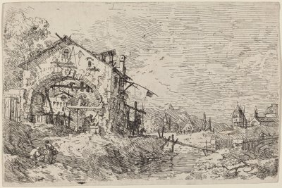 Paisaje con una mujer en un pozo de Canaletto
