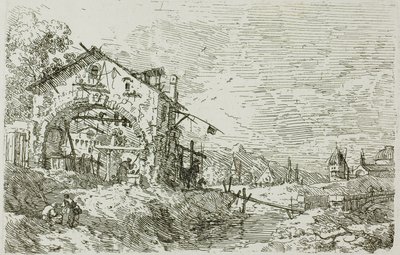 Paisaje con una mujer en un pozo, de Vedute de Canaletto