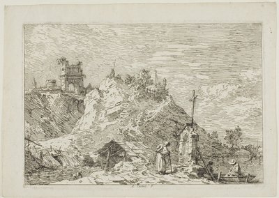 Paisaje con el peregrino en oración, de Vedute de Canaletto