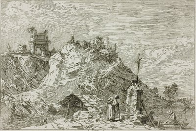 Paisaje con el peregrino en oración, de Vedute de Canaletto