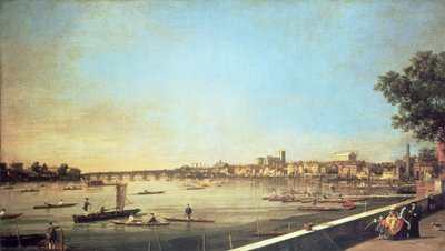 Londres, el Támesis en Westminster y Whitehall desde la terraza de Somerset House, c.1750-51 de Giovanni Antonio Canal