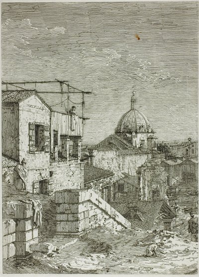 La casa con la inscripción y La casa con el peristilo, de Vedute de Canaletto
