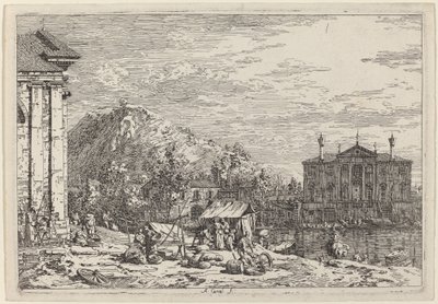 El mercado en Dolo, c. 1735-1746 de Canaletto