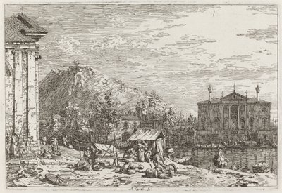 El mercado en Dolo (abajo a la izquierda) de Canaletto