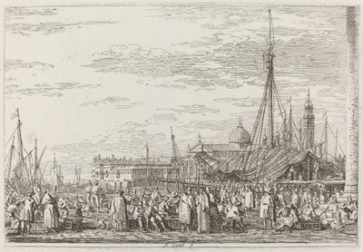 El mercado en el Molo [arriba a la izquierda], c. 1735-1746 de Canaletto