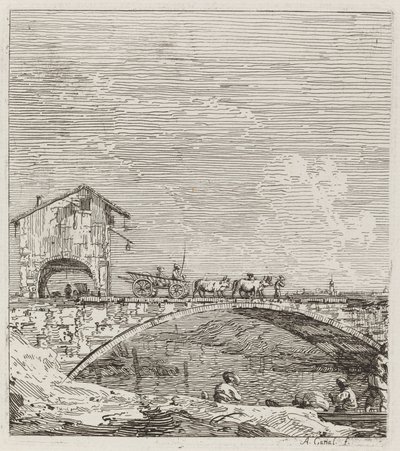El Carro Pasando sobre un Puente, c. 1735-1746 de Canaletto