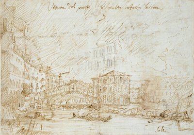 Venecia: El Puente de Rialto, mediados del siglo XVIII de Canaletto
