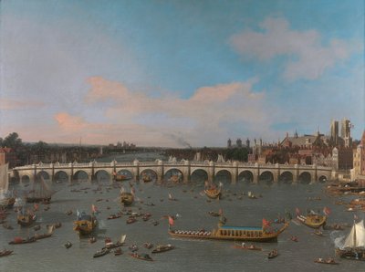 Puente de Westminster, con la procesión del alcalde por el Támesis de Canaletto