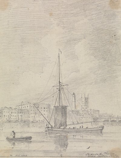 Barcos en el Támesis cerca del puente de Londres, octubre de 1816 de Capt. Thomas Hastings