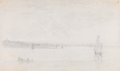 Boceto de Cowes, Isla de Wight, desde el Solent de Capt. Thomas Hastings