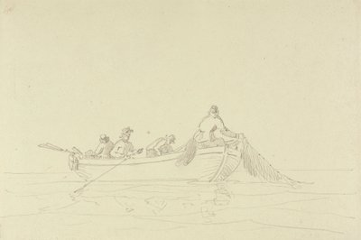 Boceto de pescadores en una barca de Capt. Thomas Hastings