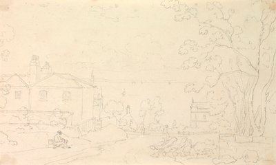 Boceto de casas cerca de la orilla, Isla de Wight de Capt. Thomas Hastings