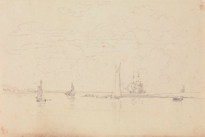 Boceto de veleros en un puerto de Capt. Thomas Hastings