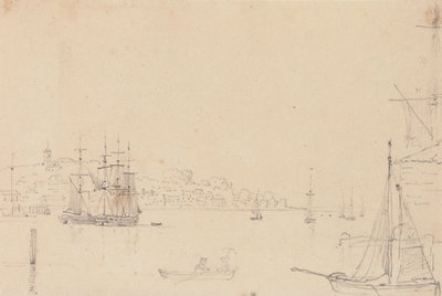 Boceto de barcos cerca de West Cowes, Isla de Wight de Capt. Thomas Hastings