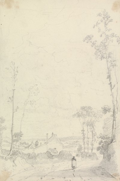 Boceto de una casa en un camino de brezales de Capt. Thomas Hastings