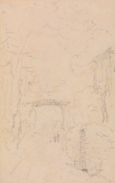 Boceto de una carretera arbolada y un puente, Shorwell de Capt. Thomas Hastings
