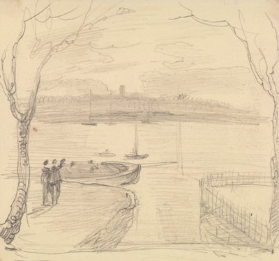Vista esbozada desde East Cowes, West Cowes en la distancia de Capt. Thomas Hastings