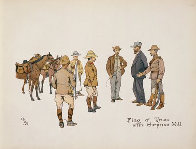 Bandera de tregua después de Surprise Hill, de The Leaguer of Ladysmith, 1900 de Captain Clive Dixon