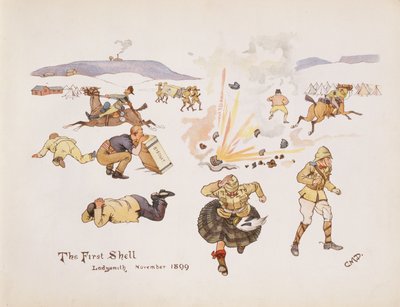 El primer proyectil, Ladysmith, 1899, de The Leaguer of Ladysmith, 1900 de Captain Clive Dixon