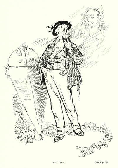 Personaje de Dickens: Sr. Dick (litografía) de Captain Edward Henry Handley Read