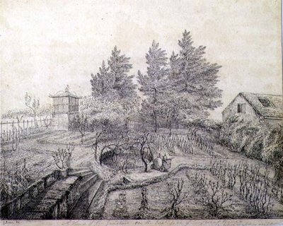 Vista de los jardines de Napoleón I en el lado este de Longwood House de Captain G. Rotton