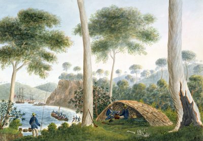 Cabaña nativa (o Wigwam) de Adventure Bay, Van Diemans Land, 1792 de Captain George Tobin