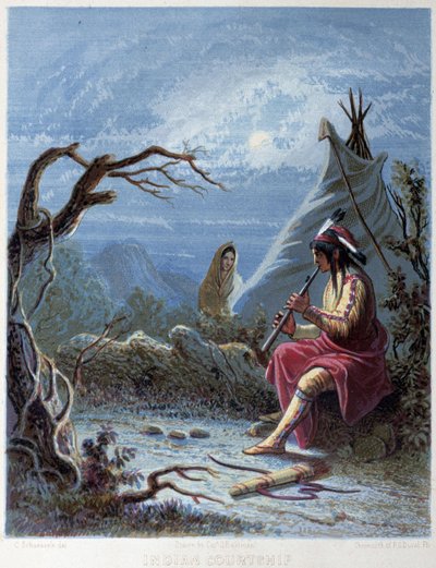 Indio tocando una flauta - en “The iris: an illuminated souvenir for 1802”, dibujado por Capt Eastman, ed. Hart, Philadelphia de Captain Seth (after) Eastman