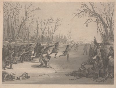 Juego de pelota de los indios Dahcota (Sioux), grabado por Charles Kennedy Burt de Captain Seth Eastman