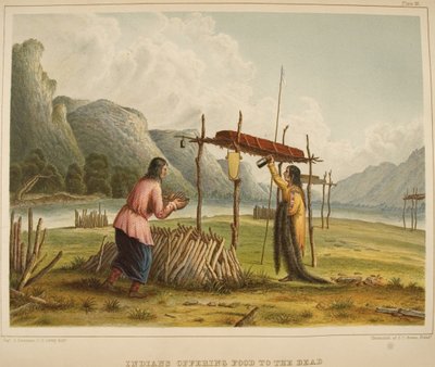 Los indios ofrecen comida a los muertos de Captain Seth Eastman