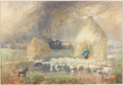 La tormenta, pastor refugiándose junto a un pajar de Captain William Brock
