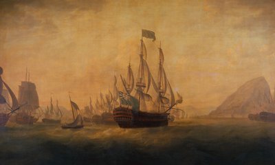 El alivio de Gibraltar por el almirante Lord Howe de Captain William Elliott