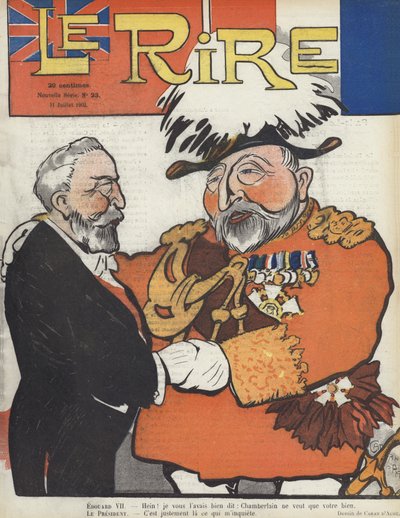 El presidente Loubet de Francia y el rey Eduardo VII. Ilustración para Le Rire de Caran d Ache