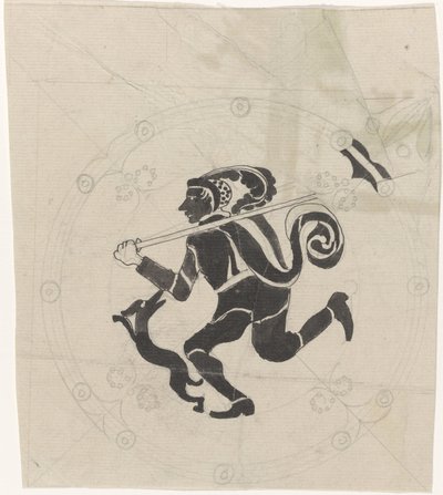 Diseño decorativo con cazador de liebres de Carel Adolph Lion Cachet