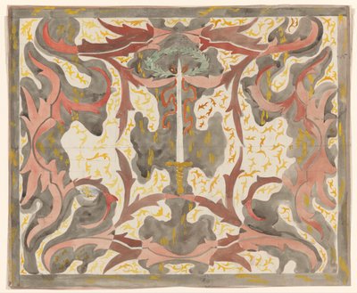 Diseño decorativo con espada en relieve de Carel Adolph Lion Cachet