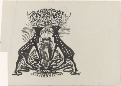 Diseño decorativo con dos ciervos de pie de Carel Adolph Lion Cachet