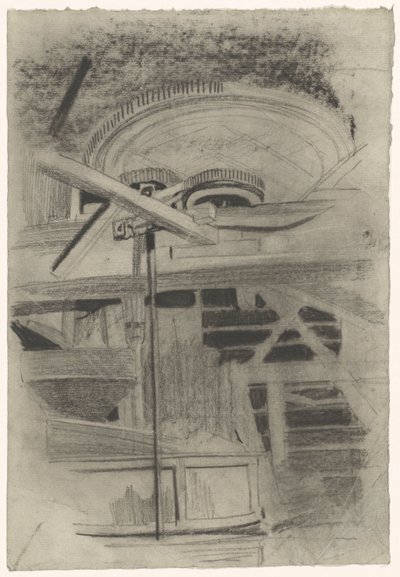 Parte de una máquina con tres engranajes de Carel Adolph Lion Cachet